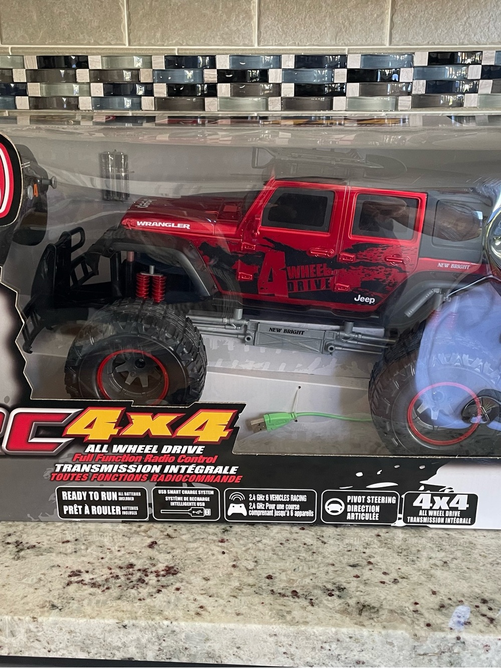 NEW - 4x4 Red Jeep Wrangler RC Monster Truck - All Wheel Drive